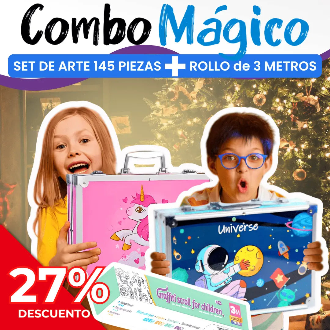 Set de arte de 145 PIEZAS + 3 Metros de rollo para pintar