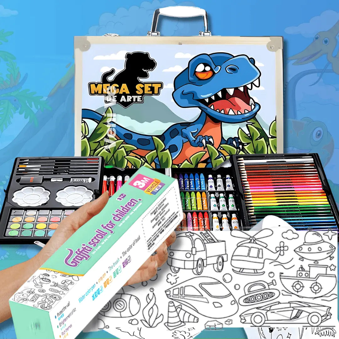Set de arte de 145 PIEZAS + 3 Metros de rollo para pintar